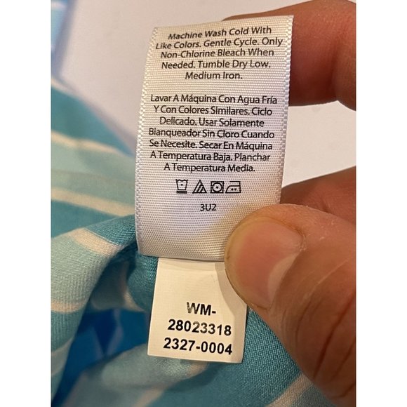 Time and Tru Women Striped Mini Dress Round Neck W/Pockets Aqua Spring Sz Small - Picture 11 of 11